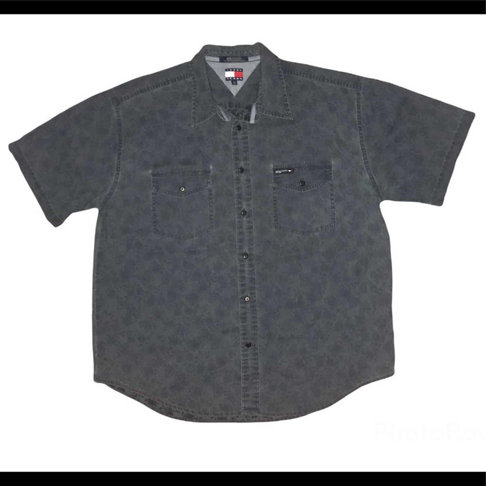 Vintage Y2K Denim Tommy Jeans Button Up T-shirt